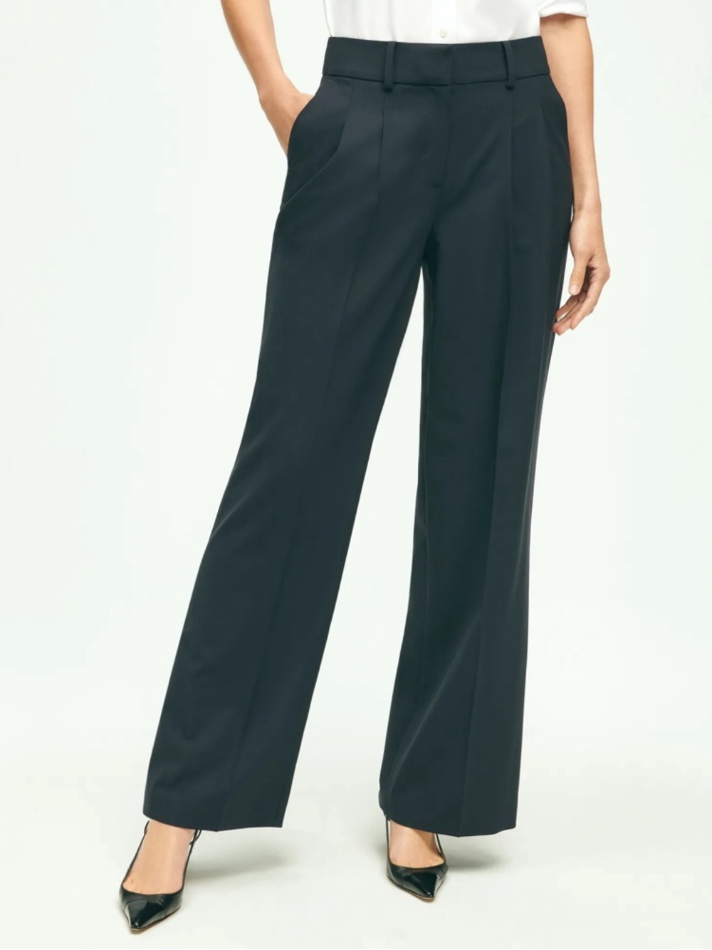 Brooks Brother Stretch Wide-Leg Trouser in Navy